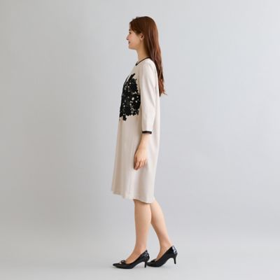 【極美品♡希少42】高級ライン　ローズティアラ　フラワー×レースワンピース フラワーレース配色ワンピース（51015612） | Rose Tiara