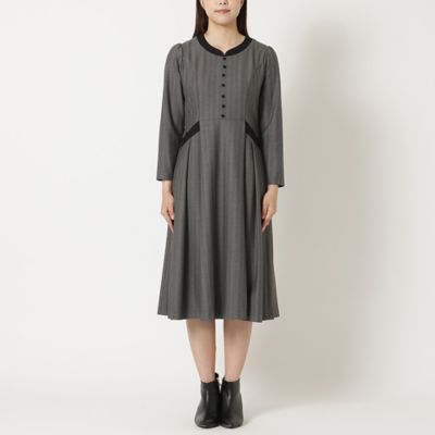 新品　ローズティアラ　46　毛玉になりにくい　配色切替クラシカルワンピース 吸湿発熱／毛玉になりにくい】配色切替クラシカルワンピース