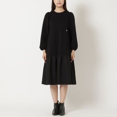 吸湿発熱／保温性】異素材切替ティアードワンピース（51016509