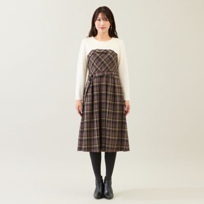 チェック切替ドッキングワンピース（51016510） | Rose Tiara