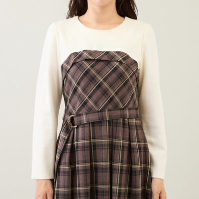 チェック切替ドッキングワンピース（51016510） | Rose Tiara