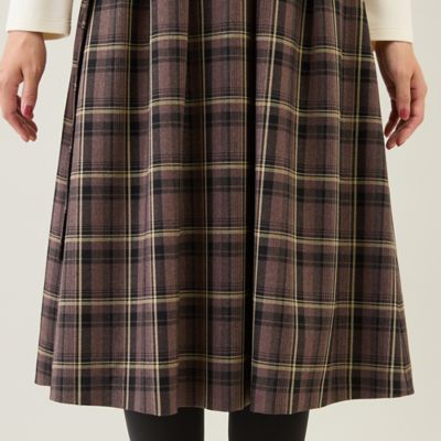 美品ローズティアラチェック切替ドッキングチュニックワンピ大きい