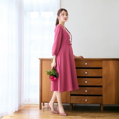 スカラカットフィット＆フレアワンピース（51016602） | Rose