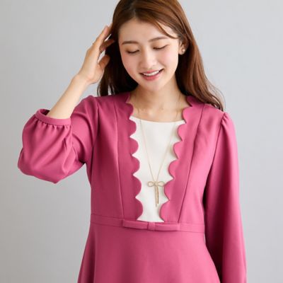 スカラカットフィット＆フレアワンピース（51016602） | Rose