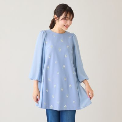 小花刺繍バルーンスリーブチュニック（51021603） | Rose