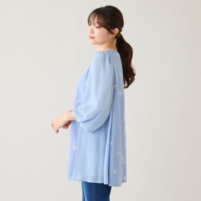 小花刺繍バルーンスリーブチュニック（51021603） | Rose