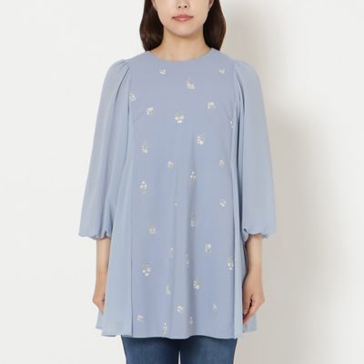 小花刺繍バルーンスリーブチュニック（51021603） | Rose 