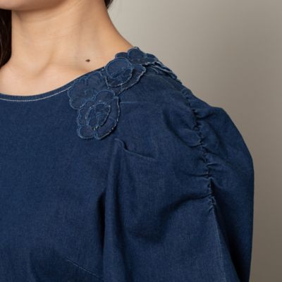 新品タグ付ローズティアラデニムワンピース定価25,300円大きいサイズ46