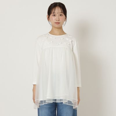 チュール切替ペプラムカットソー（51022506） | Rose