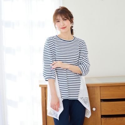 バックレース切替ボーダーカットソー（５１０２２５０７）