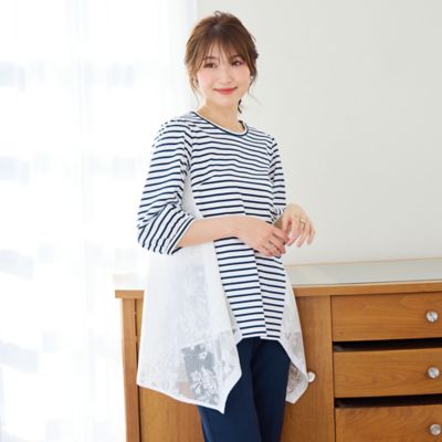 バックレース切替ボーダーカットソー（５１０２２５０７）