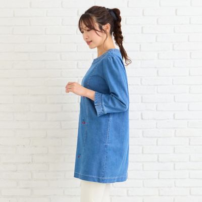 伸縮性◎】サクランボ刺繍デニムチュニック（51022602