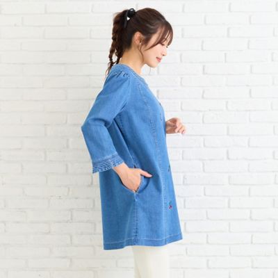 伸縮性◎】サクランボ刺繍デニムチュニック（51022602
