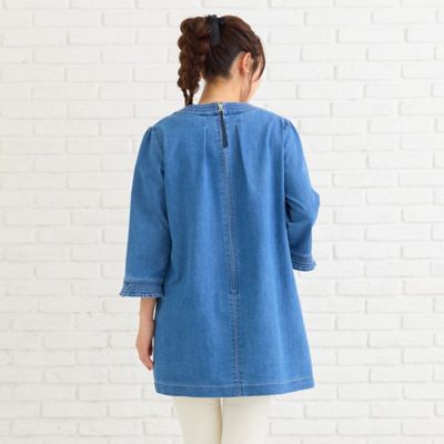伸縮性◎】サクランボ刺繍デニムチュニック（51022602