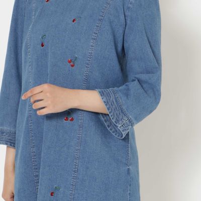 伸縮性◎】サクランボ刺繍デニムチュニック（51022602