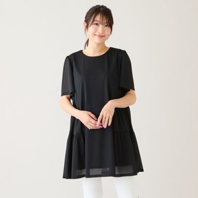 ＜Rose Tiara (Women/大きいサイズ)＞【セットアップ対応】サイドティアード切替シアーチュニック（５１０２２６０５）