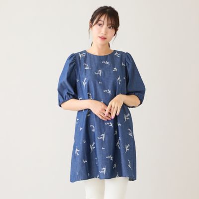 綿100％】スズラン刺繍バックティアードチュニック