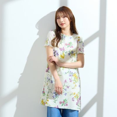 【愛され名品】【手洗いＯＫ】ボタニカルプリントチュニック（５１０２３５０１）