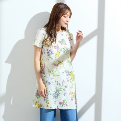 【愛され名品】【手洗いＯＫ】ボタニカルプリントチュニック（５１０２３５０１）