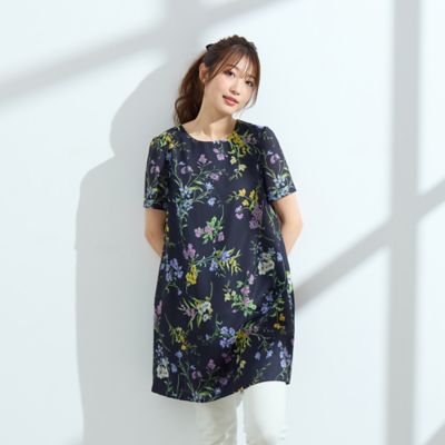 【愛され名品】【手洗いＯＫ】ボタニカルプリントチュニック（５１０２３５０１）