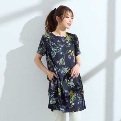 【愛され名品】【手洗いＯＫ】ボタニカルプリントチュニック（５１０２３５０１）
