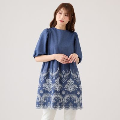 【手洗いＯＫ】スカラ刺繍チュニック（５１０２３５０２）