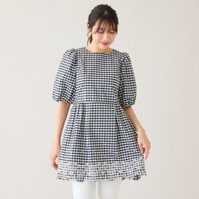 スカラ刺繍チュニック／ ギンガムチェック（51023601A