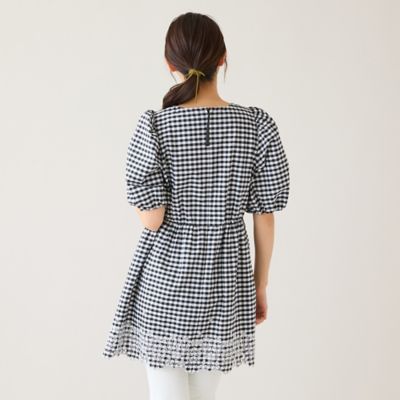 スカラ刺繍チュニック／ ギンガムチェック（51023601A