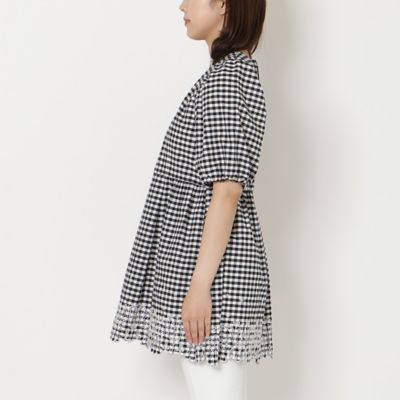 スカラ刺繍チュニック／ ギンガムチェック（51023601A