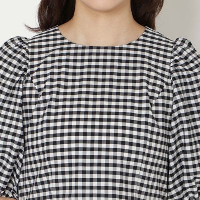 スカラ刺繍チュニック／ ギンガムチェック（51023601A