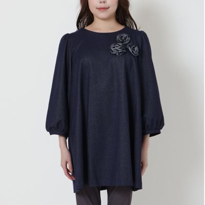 伸縮性◎】巻きバラニットデニムチュニック（51025504