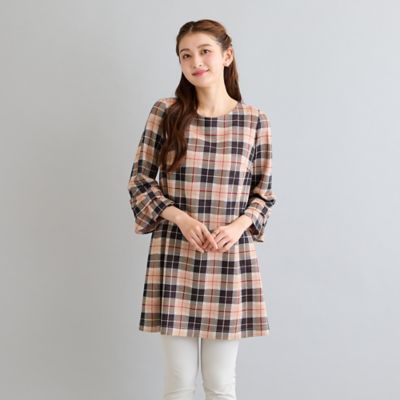 チェックジャカードリボン袖チュニック（51025605） | Rose