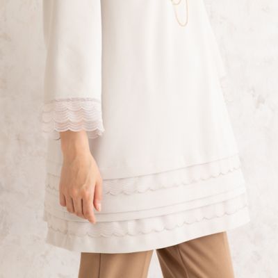 オーガンジー刺繍レースチュニック（51026405） | Rose