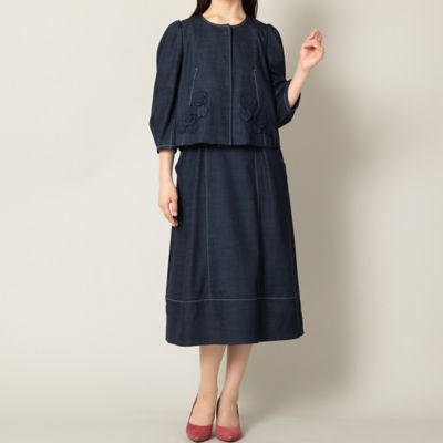 セットアップ対応】おとなデニムフラワーモチーフジャケット