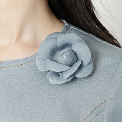 セットアップ対応】おとなデニムコサージュ付きジャケット