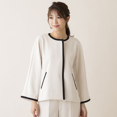 【最終値下げ】ローズティアラ　ノーカラージャケット　サイズ50 最終値下げ】ローズティアラ ノーカラージャケット サイズ50