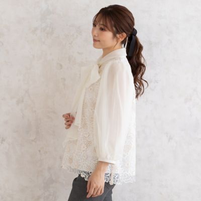オーガンジー刺繍ブラウス（５１０３１５０７）