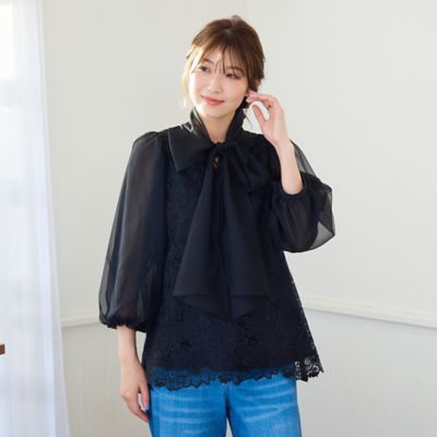 オーガンジー刺繍ブラウス（５１０３１５０７）