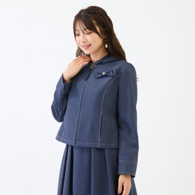 イージーケア／伸縮性◎】デニムライクフード付きジャケット