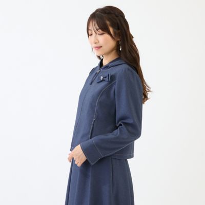 イージーケア／伸縮性◎】デニムライクフード付きジャケット