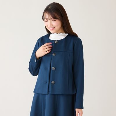 ローズティアラ　ネイビー ノーカラージャケット　新品定価29,700円 ダンボールニットノーカラージャケット（51031604） | Rose