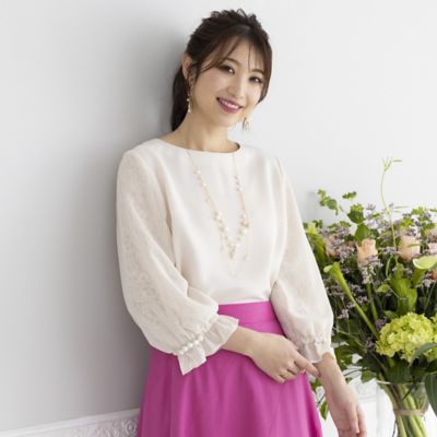 レース切替ブラウス（51032317） | Rose Tiara (Women