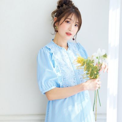 Rose Tiara (Women/大きいサイズ)/ローズティアラ(大きいサイズ) アイレット刺繍ブラウス(51032505)