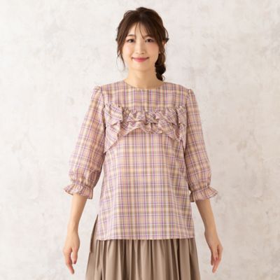 【セットアップ対応】オーガンジーチェックブラウス（５１０３２５０８）