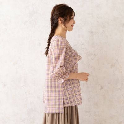 【セットアップ対応】オーガンジーチェックブラウス（５１０３２５０８）