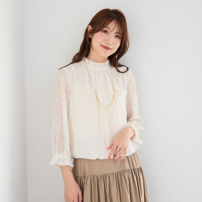 Rose Tiara (Women/大きいサイズ)/ローズティアラ(大きいサイズ) ドットジャカードバルーンヘムブラウス（５１０３２５０９）