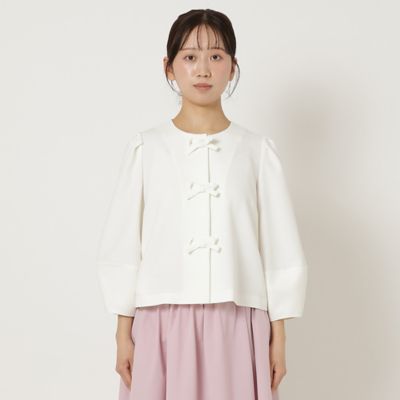 フロントリボンノーカラージャケット（５１０３２５１４）