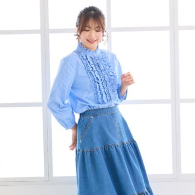 シワになりにくい】フリルブラウス（51032605） | Rose Tiara