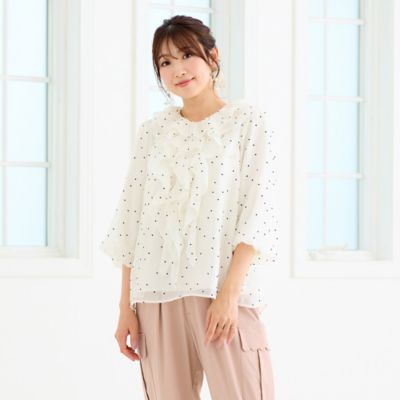 ＜Rose Tiara (Women/大きいサイズ)＞ハートドットフリルブラウス（５１０３２６１０）