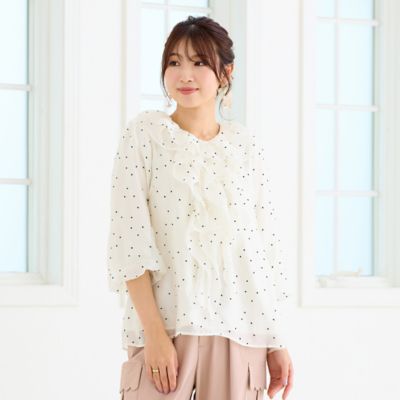 ローズティアラ　フリル袖カットソー Rose Tiara（ローズティアラ） tシャツ 「手洗い可」フリル袖